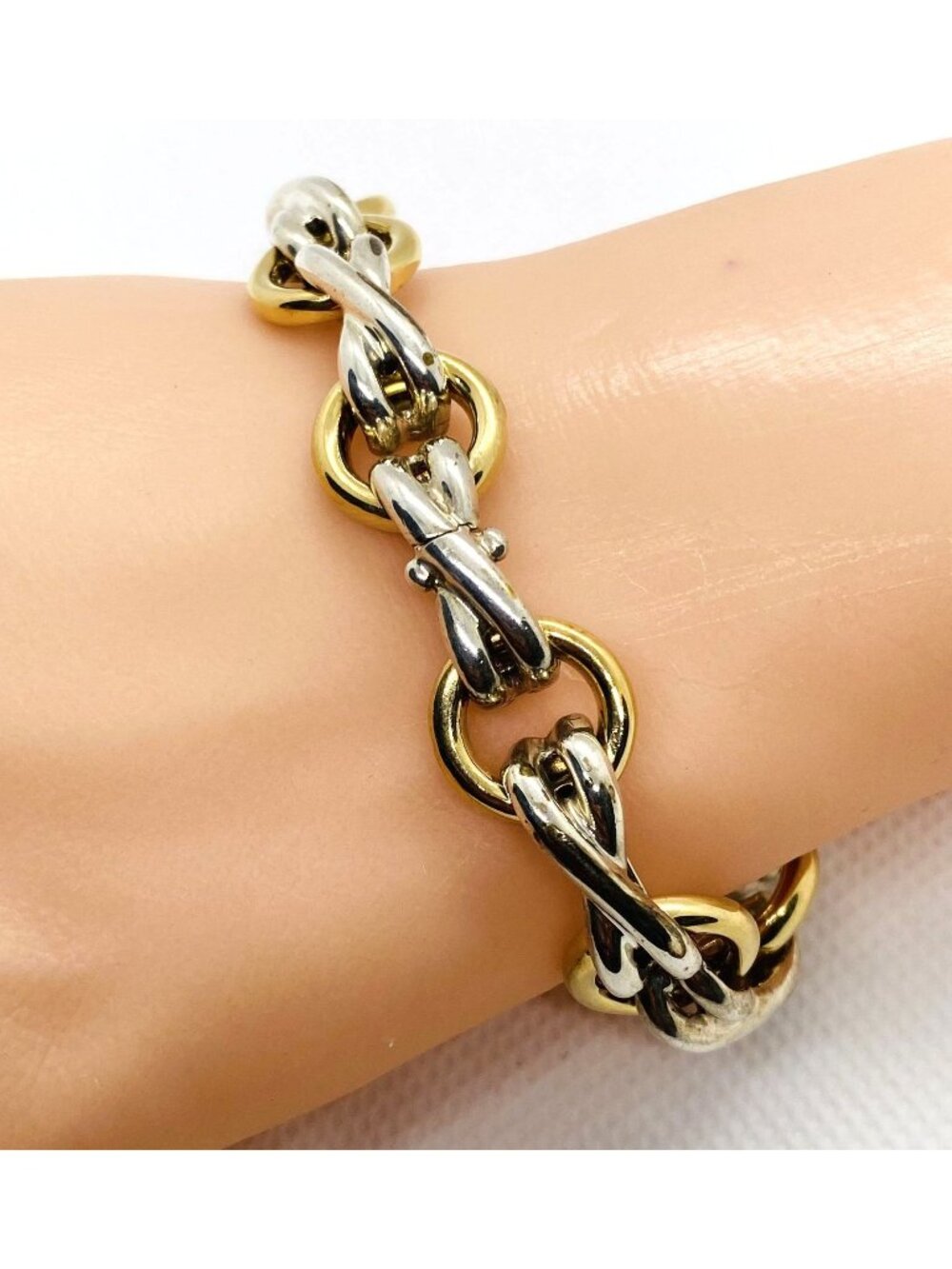 Tiffany & Co Paloma Picasso Bone Link Circles Bracelet 925 18K  6.25"